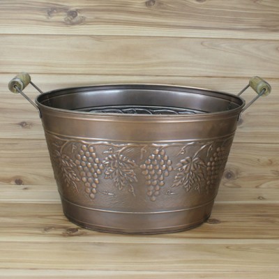 1003A Tub Oval Large Copper / W Grapes